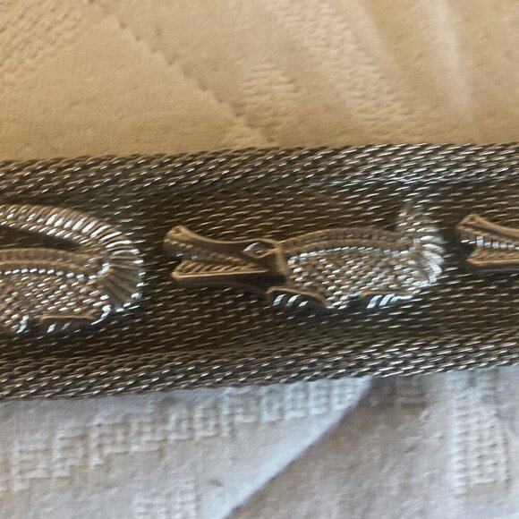Vintage Authentic Silver Tone Metal Mesh Alligator Crocodile Belt 85cm 32\
